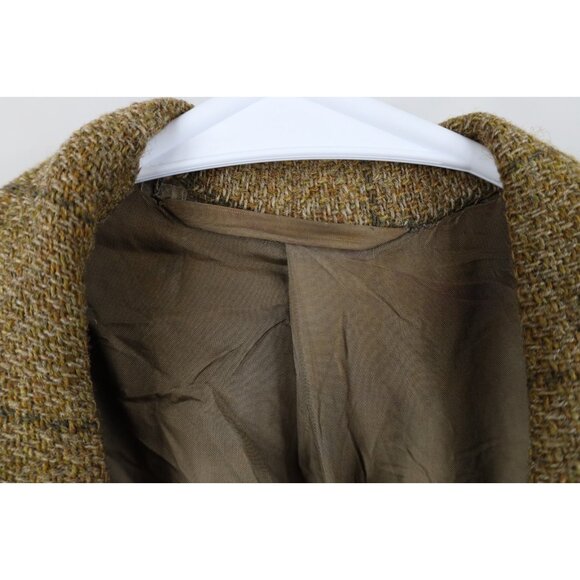 Vintage 70s Streetwear Mens 42L Wool Tweed Suit Coat Blazer Jacket Beige Plaid - Picture 9 of 16